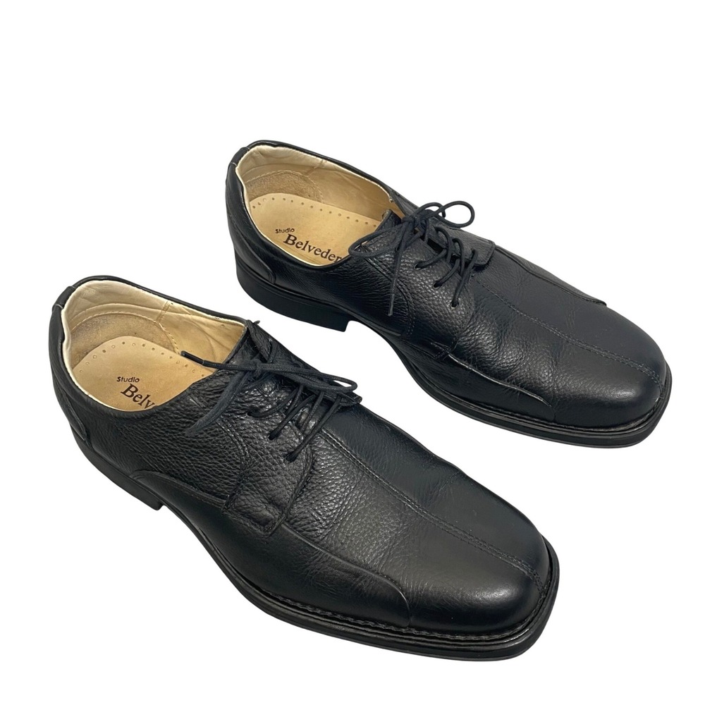 Studio Belvedere Baybridge Dress Shoes Mens 11 EEE Black Leather Bicycle Toe - Picture 2 of 14
